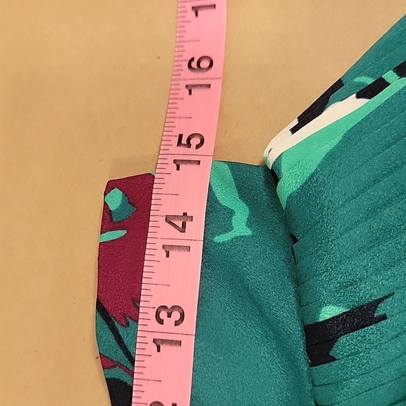 Merona Size M Green with Purple Floral Pattern Accordian Pleated Midi Skirt - Picture 4 of 8